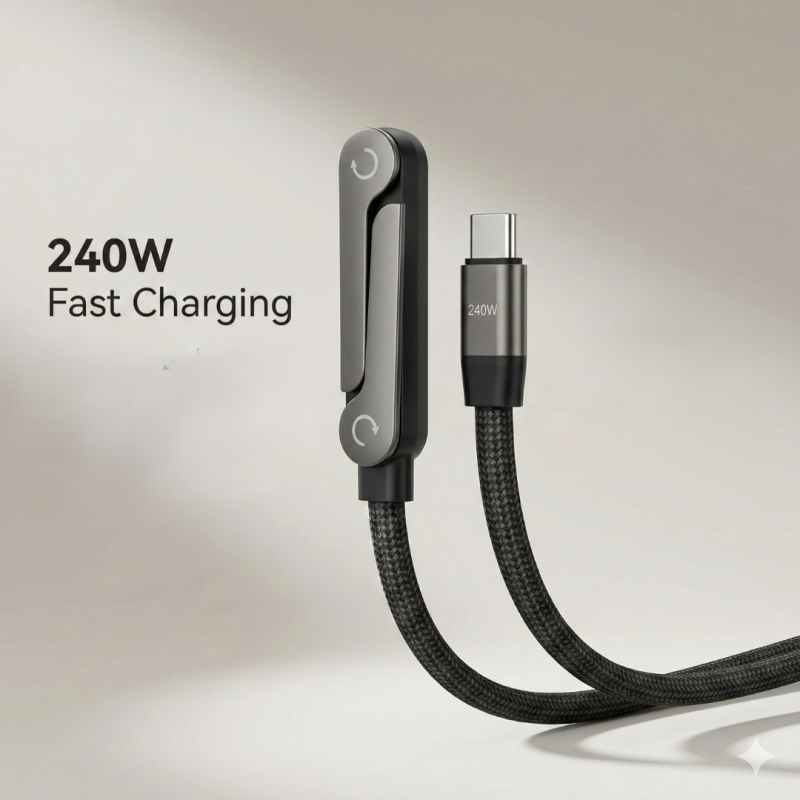 USB Type C Flat Charger Charging Cable C Kick Cable Stand Invisible
