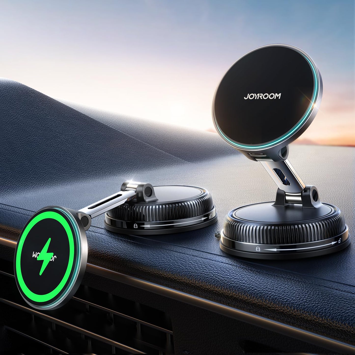 Magnetic Car Mount Charger Vacuum Gel 2-in-1 Strong Suction
