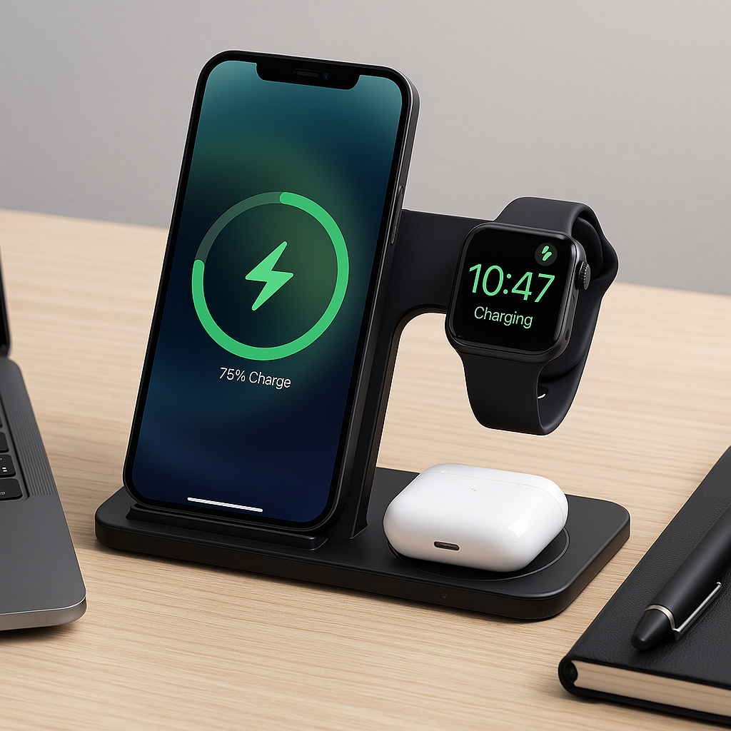 3-in-1 Wireless Charging Dock – Phone, Watch & Earbuds