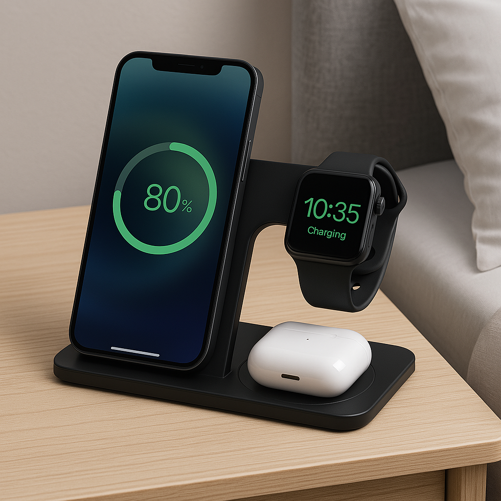 3-in-1 Wireless Charging Dock – Phone, Watch & Earbuds
