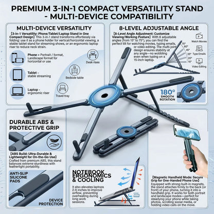 VoltEdge FlexMount Adjustable Folding Phone & Tablet Stand