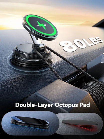 Magnetic Car Mount Charger Vacuum Gel 2-in-1 Strong Suction