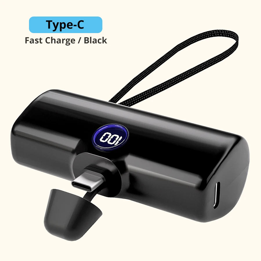 Fast Portable Charger Type C or Lightning Power Bank Compact