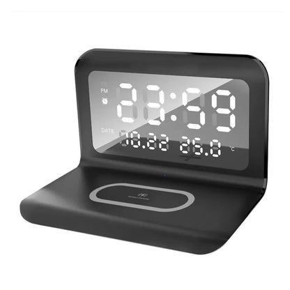Wireless Charger Pad Stand Alarm Clock Thermometer for Fast Charging