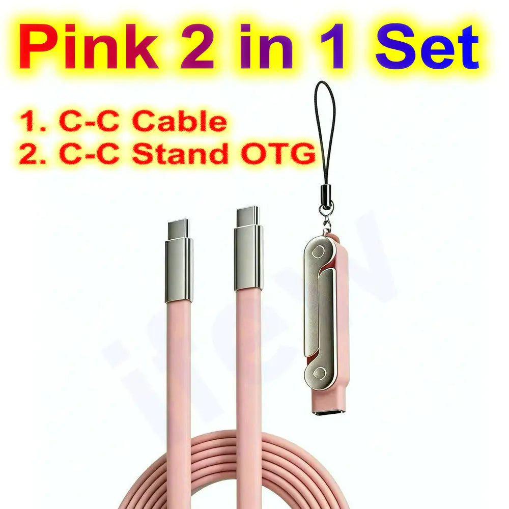 USB Type C Flat Charger Charging Cable C Kick Cable Stand Invisible