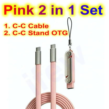 USB Type C Flat Charger Charging Cable C Kick Cable Stand Invisible