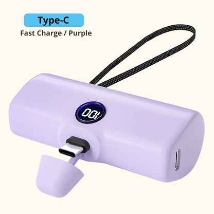 Fast Portable Charger Type C or Lightning Power Bank Compact