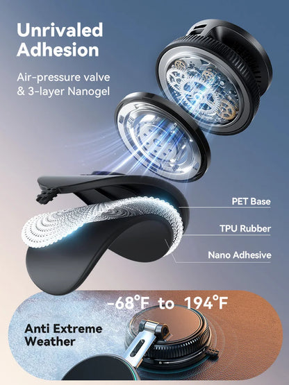 Magnetic Car Mount Charger Vacuum Gel 2-in-1 Strong Suction