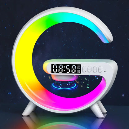 Wireless Charger Stand Pad RGB G Light Alarm Clock Speaker For iPhone