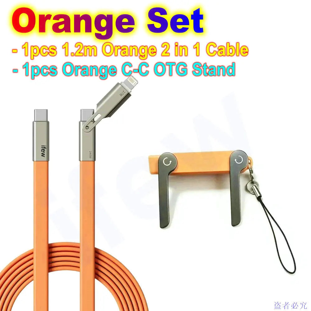 USB Type C Flat Charger Charging Cable C Kick Cable Stand Invisible