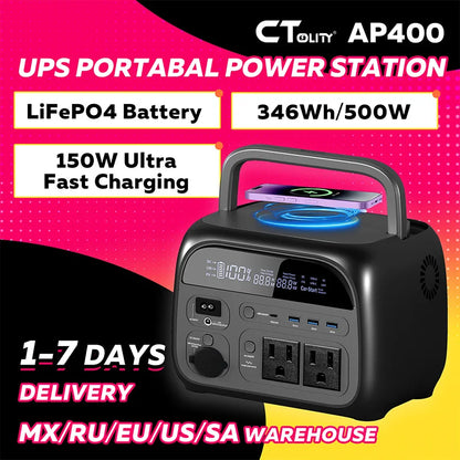 AP400 500W Solar Generator Portable Power Station 345Wh LiFePO4