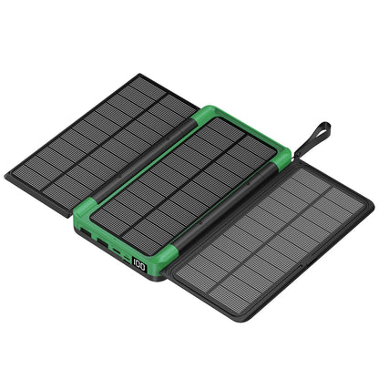 20000mAh Outdoor Solar Power Bank with 3 Solar Panel Qi Wireless