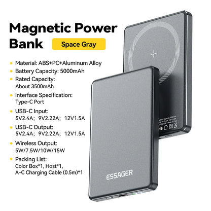 Wireless Power Bank Magnetic 20W 5000mAh Portable Fast Charging External Battery for Magsafe For iPhone 17 16 15 14