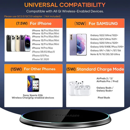 Fast Wireless Charger Stand Compatible with iPhone 17 16 15 14 13 12 11 X XR,
