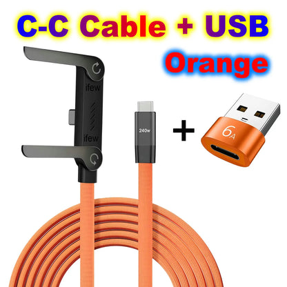 USB Type C Flat Charger Charging Cable C Kick Cable Stand Invisible