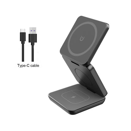3 in 1 Foldable Magnetic Wireless Charger Stand for iPhone 16 15 14 13 12 Pro Max
