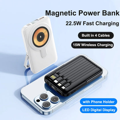 20000mAh Magnetic Power Bank with Cable Stand Wireless