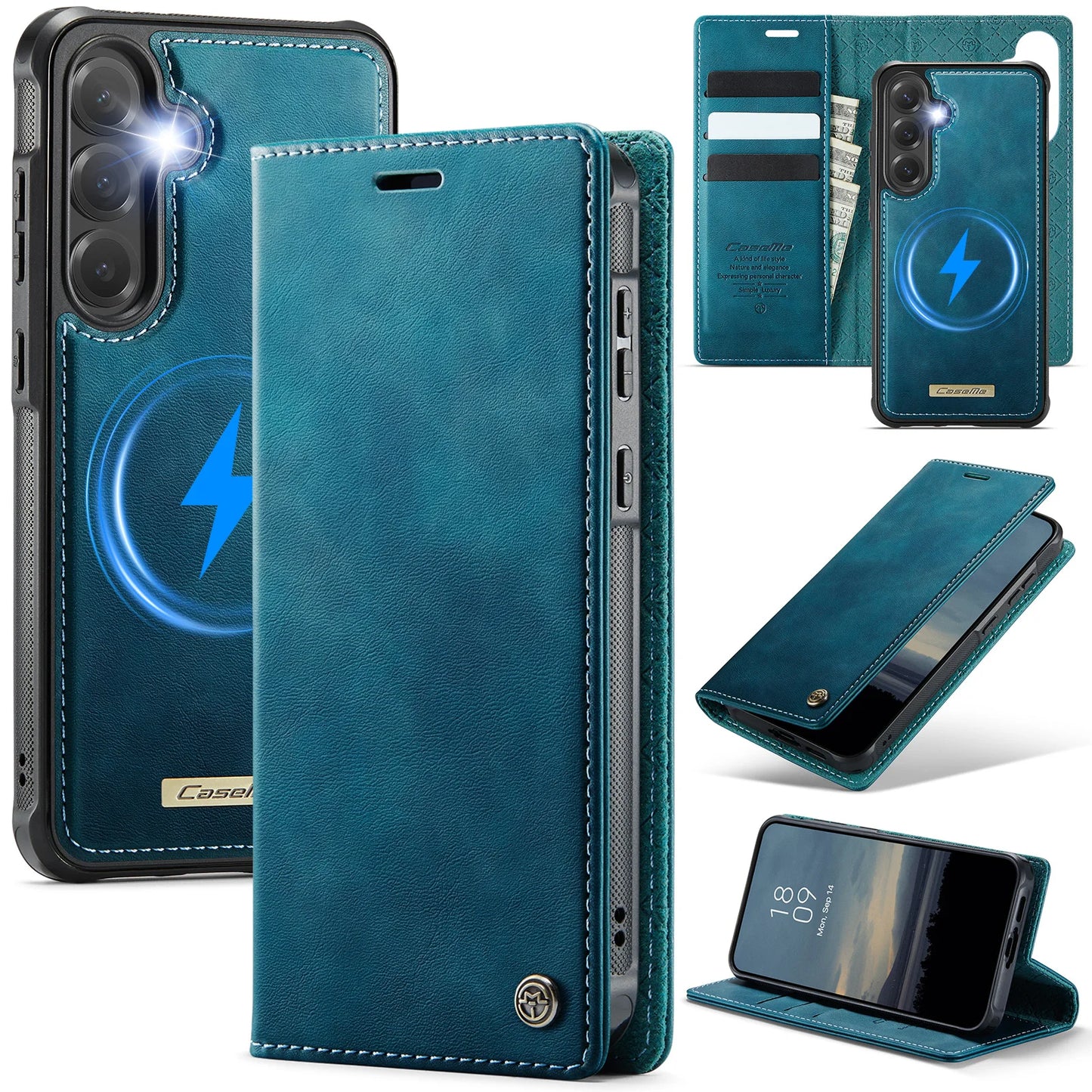 Magsafe Wireless Charging Leather Wallet Case for Samsung Galaxy
