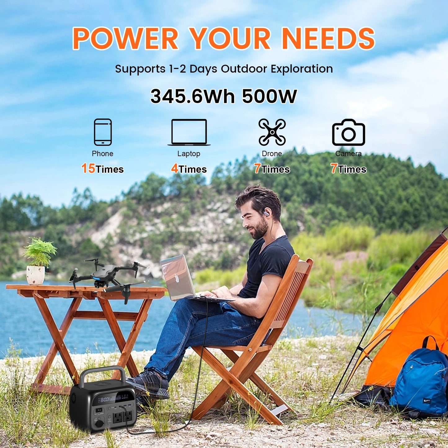 AP400 500W Solar Generator Portable Power Station 345Wh LiFePO4