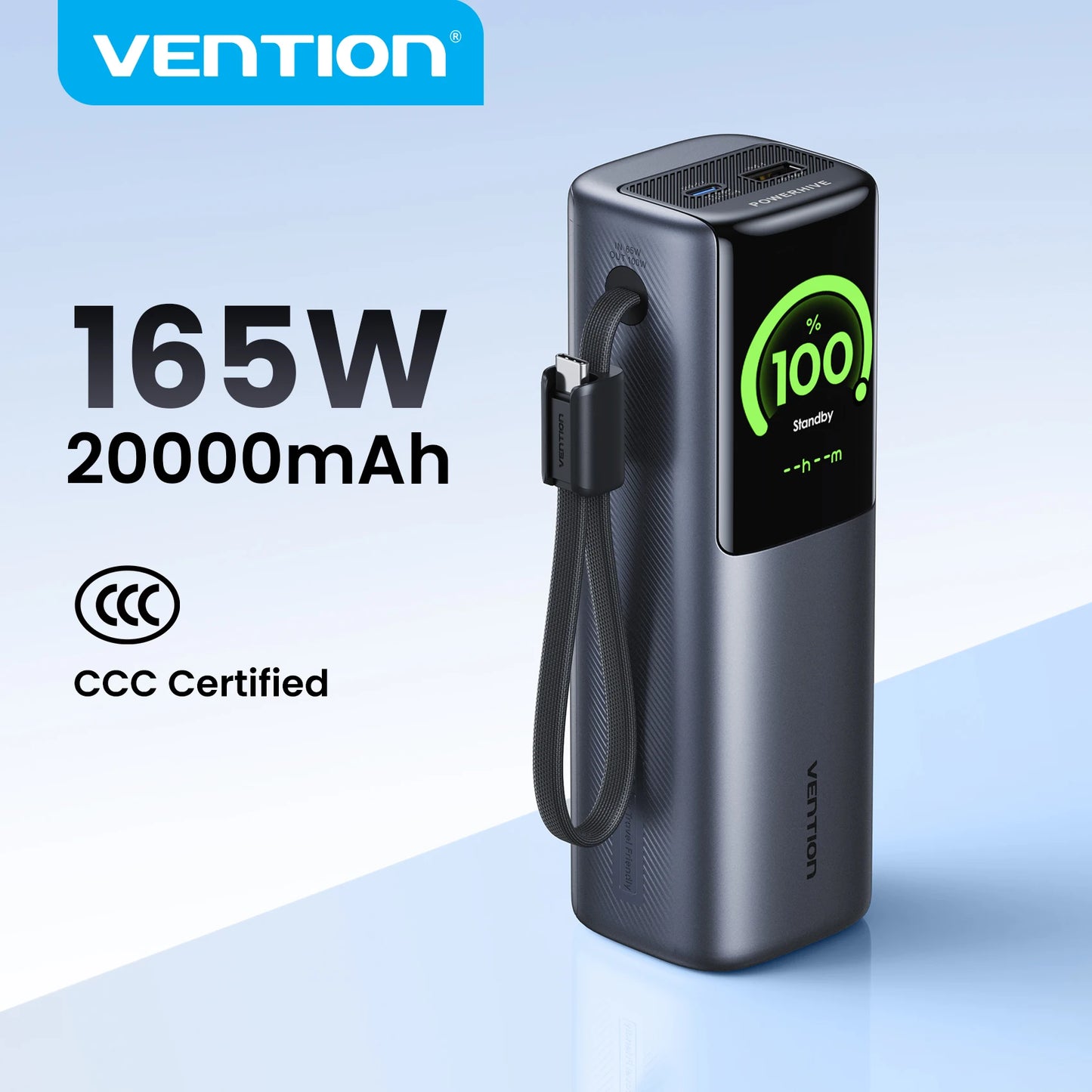 165W Power Bank 20000mAh PD Fast Charger for Laptop Portable