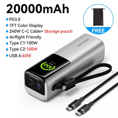 165W Power Bank 20000mAh PD Fast Charger for Laptop Portable