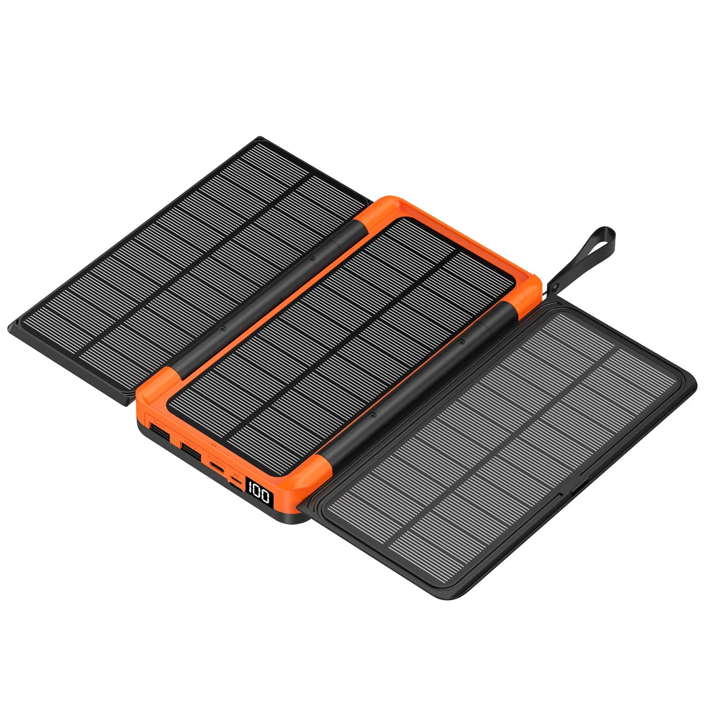20000mAh Outdoor Solar Power Bank with 3 Solar Panel Qi Wireless