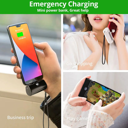 Fast Portable Charger Type C or Lightning Power Bank Compact