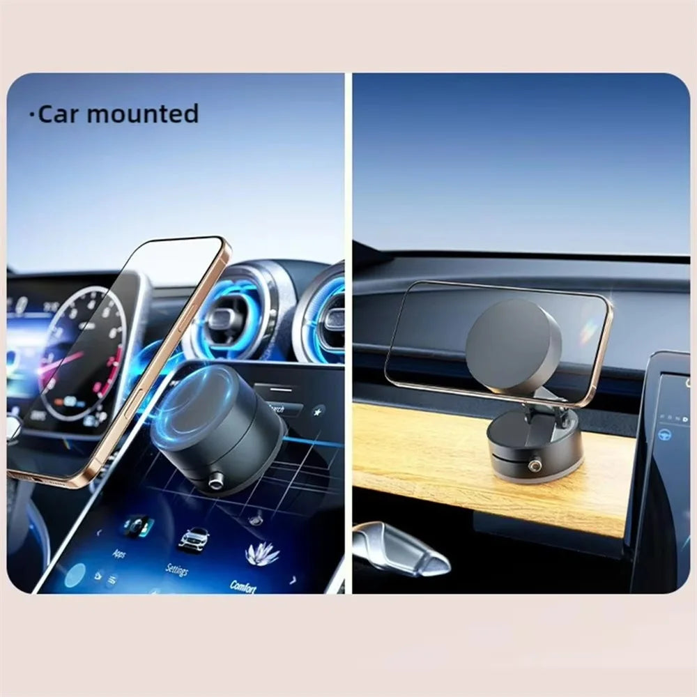 VoltEdge™ Mini Vacuum Suction Magnetic Car Phone Holder | 360° MagSafe Dashboard & Windshield Mount