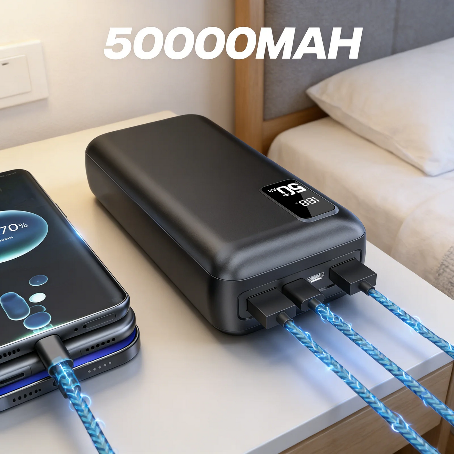 Hganus 50000mAh Power Bank QC PD3.0 22.5W Fast Charging Type