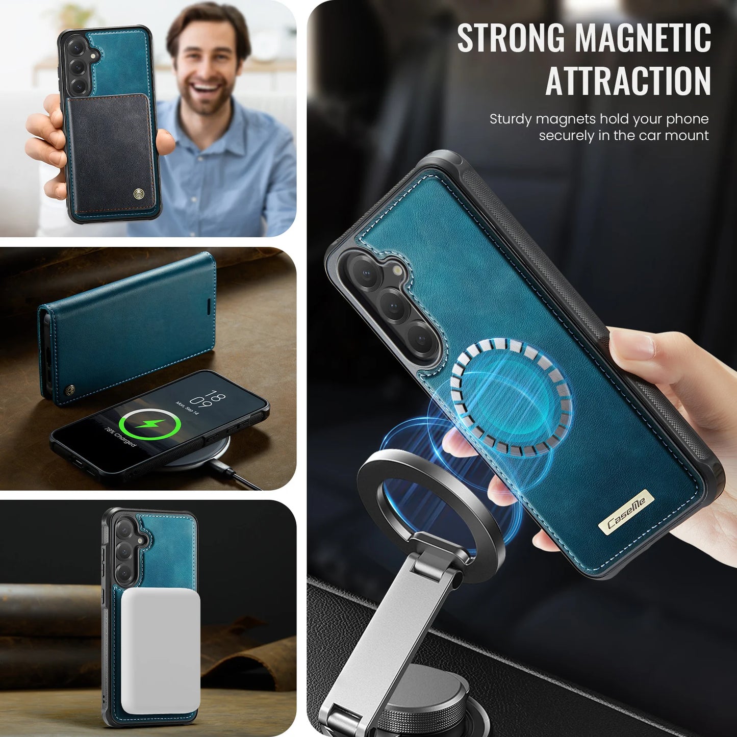 Magsafe Wireless Charging Leather Wallet Case for Samsung Galaxy