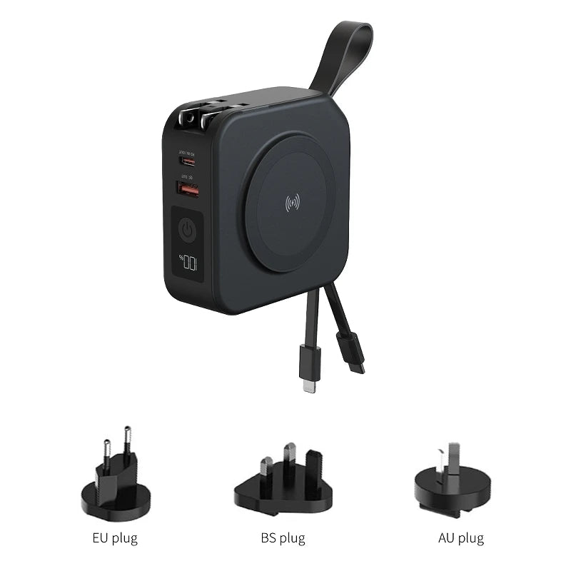 Magnetic Wireless Charging Bank 10000mAh PD22.5W Built-in Cable