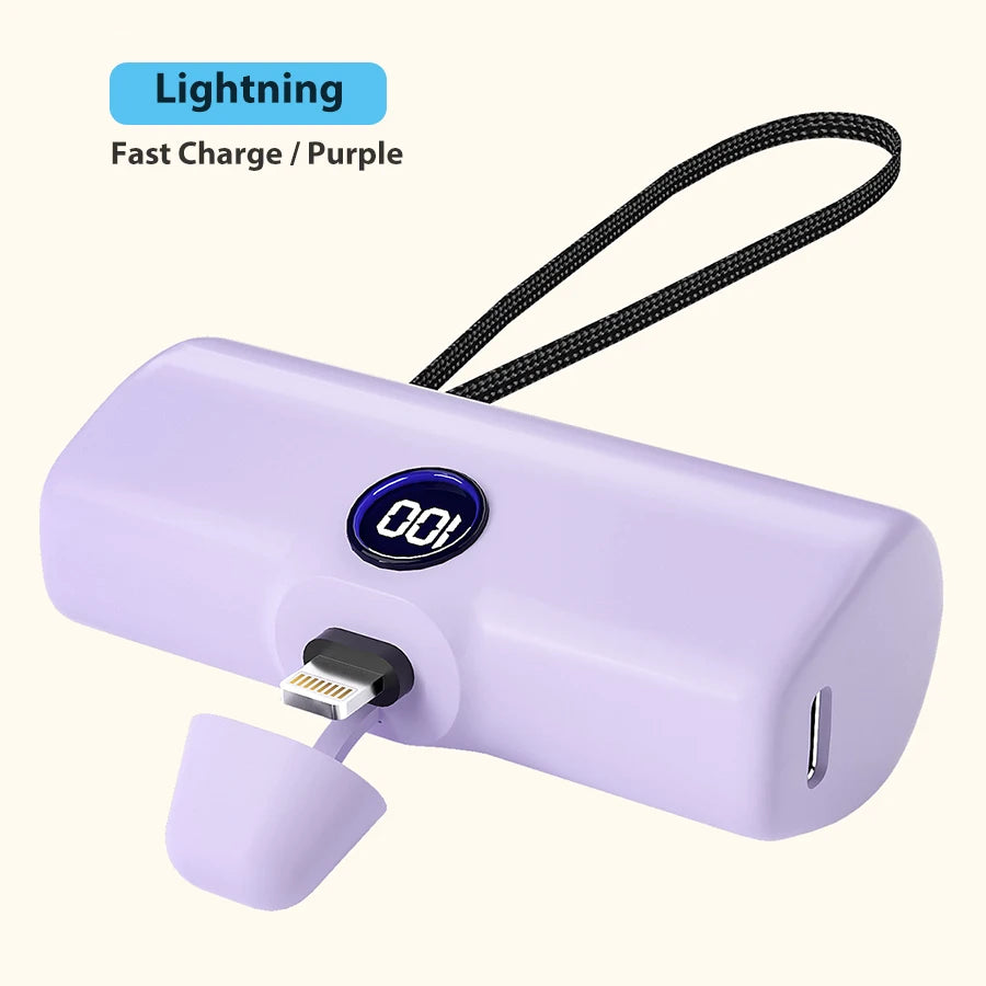 Fast Portable Charger Type C or Lightning Power Bank Compact
