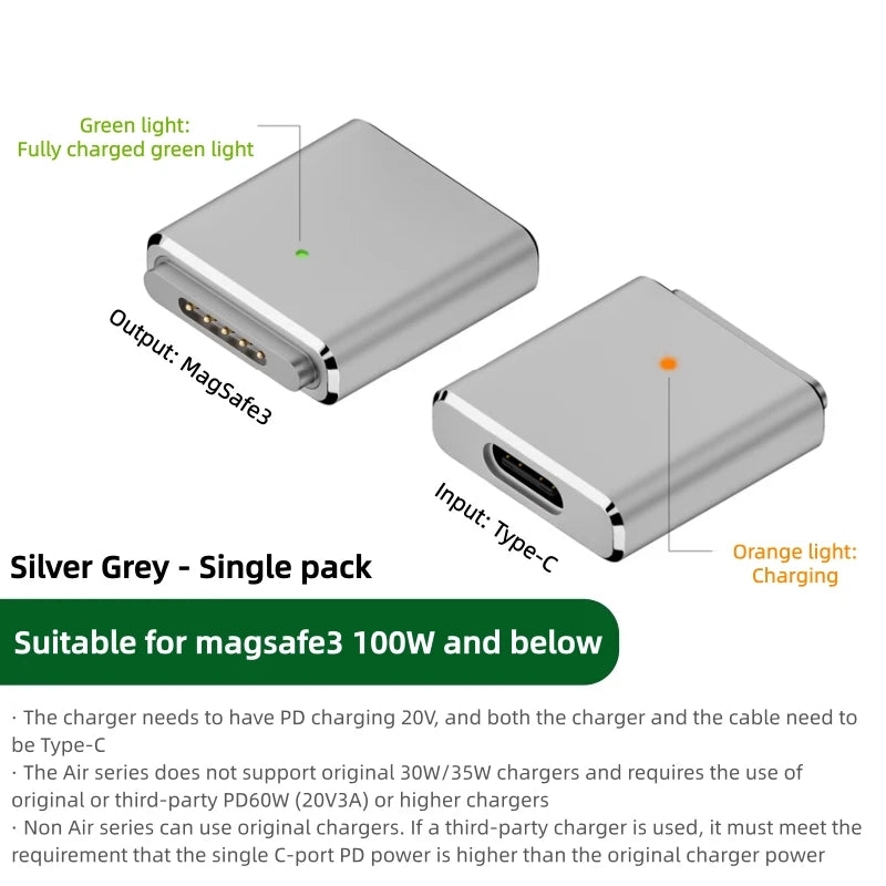 100W PD Type-C to MagSafe 3 Magnetic Fast Charging Adapter