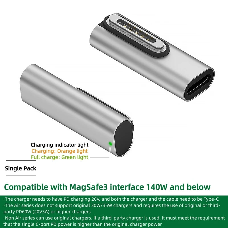 100W PD Type-C to MagSafe 3 Magnetic Fast Charging Adapter