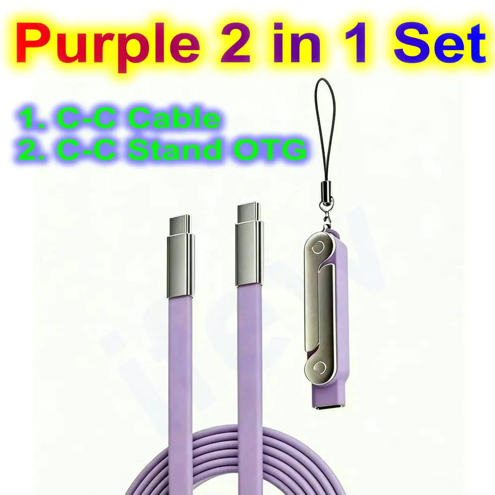 USB Type C Flat Charger Charging Cable C Kick Cable Stand Invisible