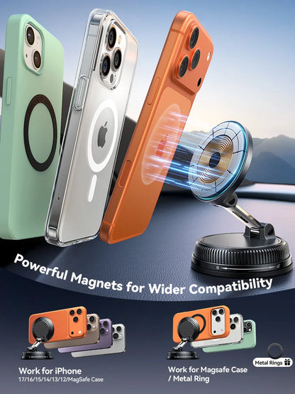 Magnetic Car Mount Charger Vacuum Gel 2-in-1 Strong Suction