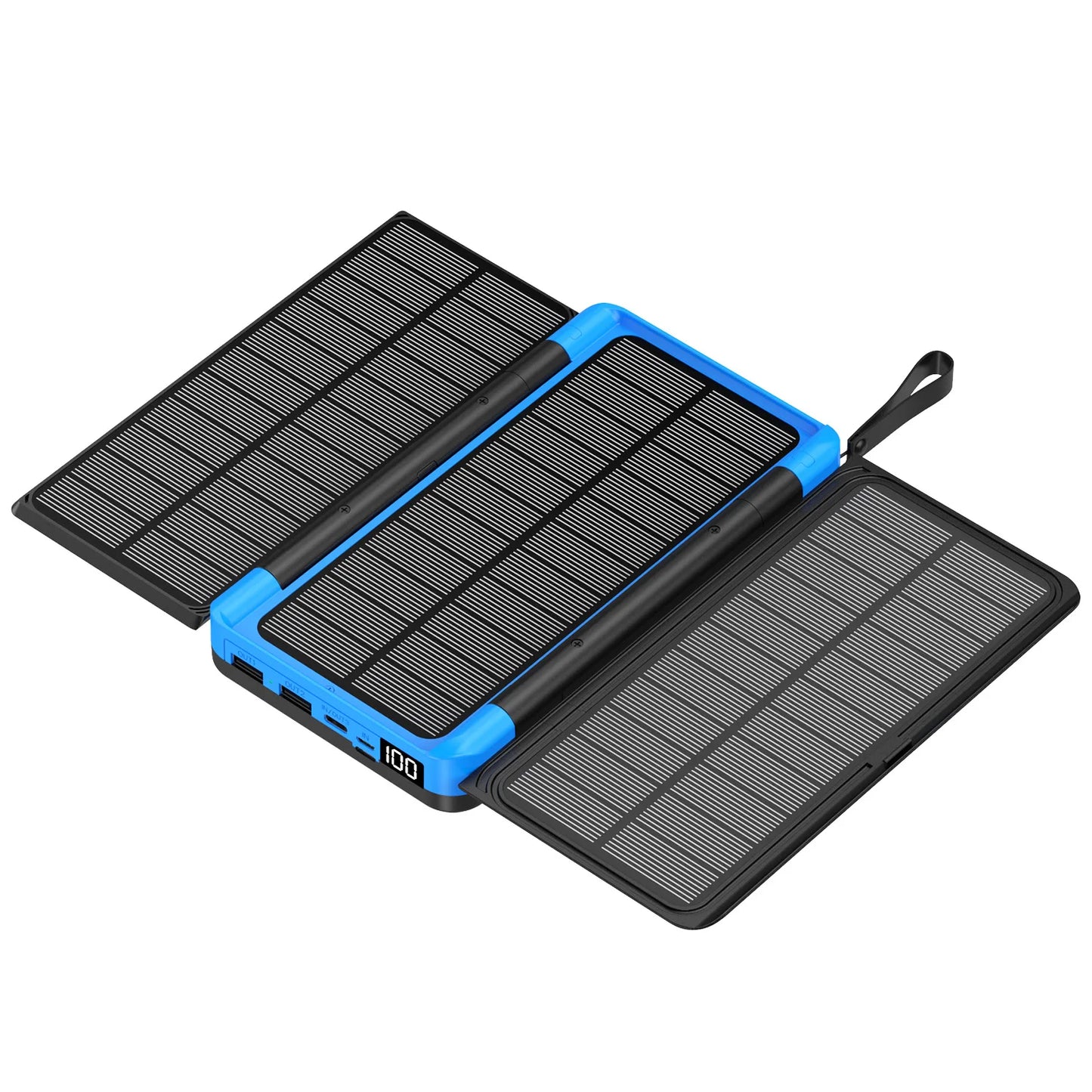 20000mAh Outdoor Solar Power Bank with 3 Solar Panel Qi Wireless