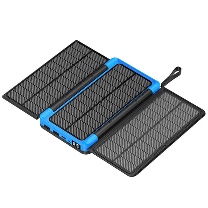 20000mAh Outdoor Solar Power Bank with 3 Solar Panel Qi Wireless