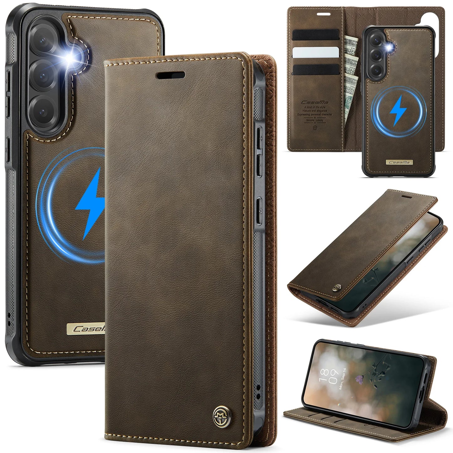 Magsafe Wireless Charging Leather Wallet Case for Samsung Galaxy