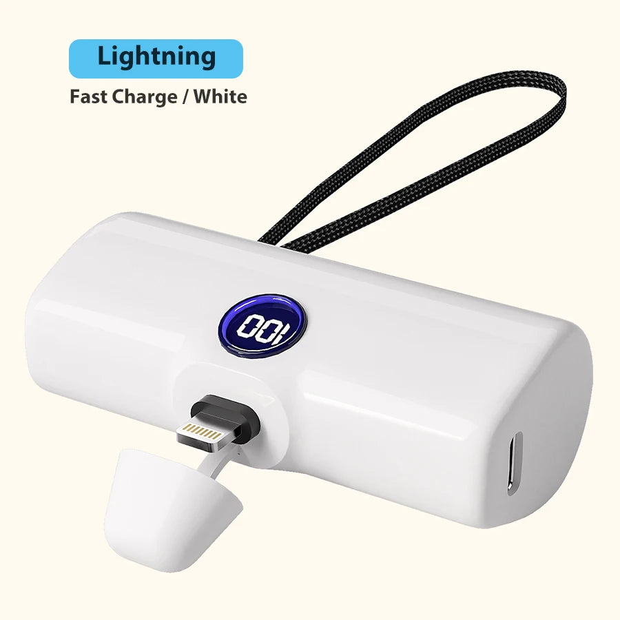 Fast Portable Charger Type C or Lightning Power Bank Compact