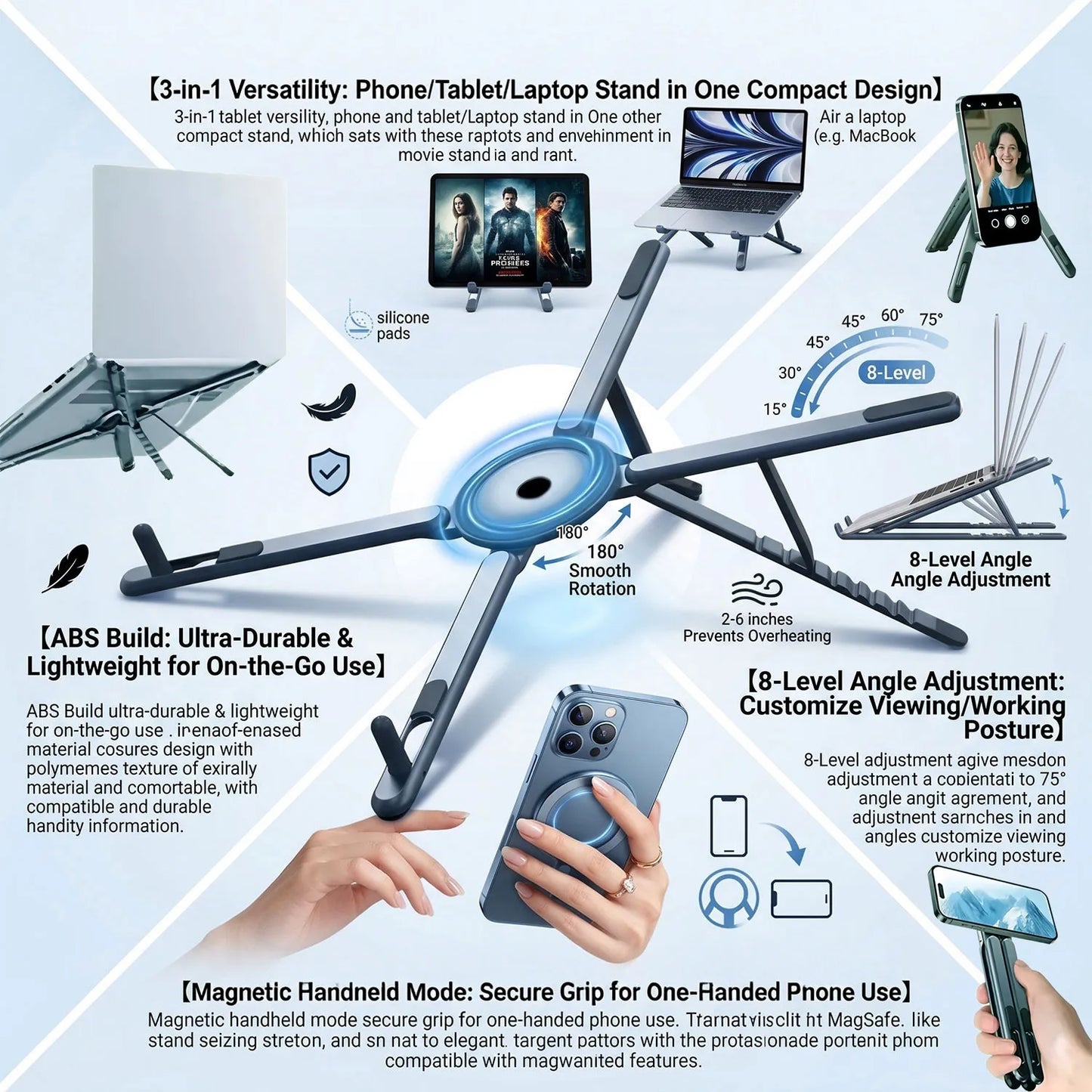 VoltEdge FlexMount Adjustable Folding Phone & Tablet Stand