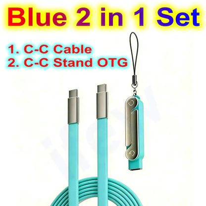 USB Type C Flat Charger Charging Cable C Kick Cable Stand Invisible