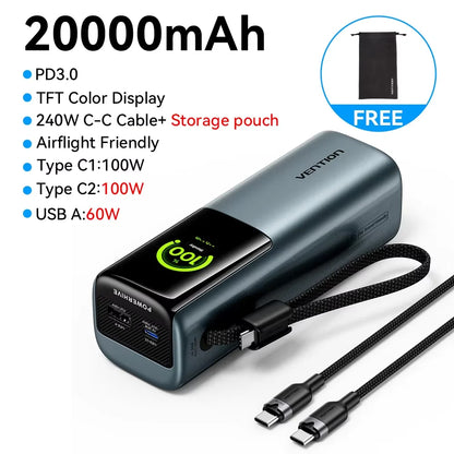 165W Power Bank 20000mAh PD Fast Charger for Laptop Portable