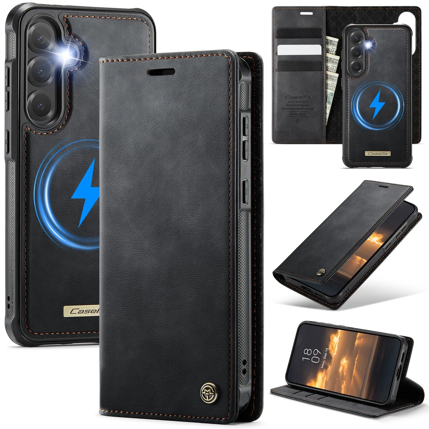 Magsafe Wireless Charging Leather Wallet Case for Samsung Galaxy