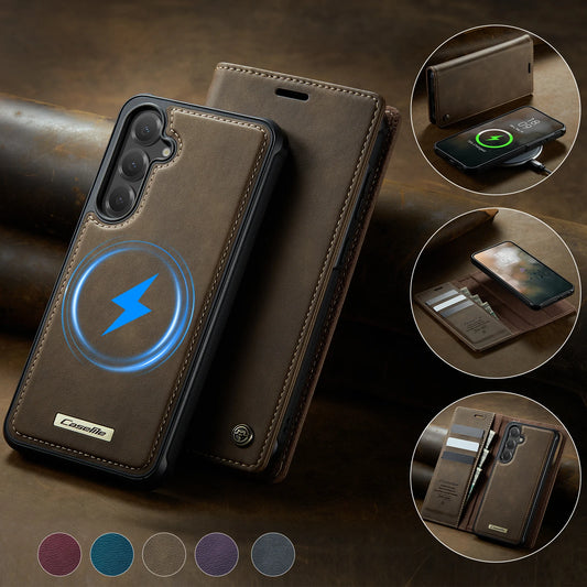 Magsafe Wireless Charging Leather Wallet Case for Samsung Galaxy