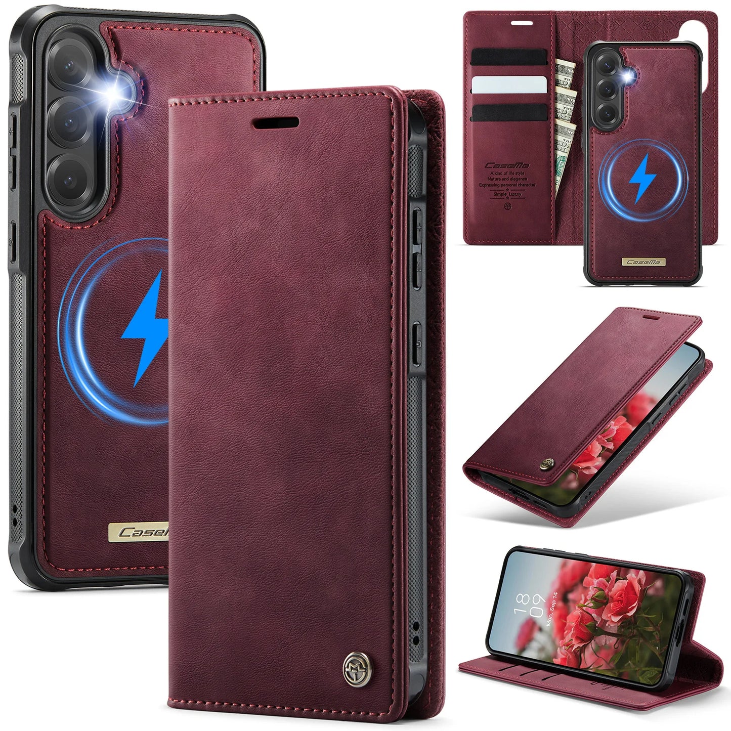 Magsafe Wireless Charging Leather Wallet Case for Samsung Galaxy