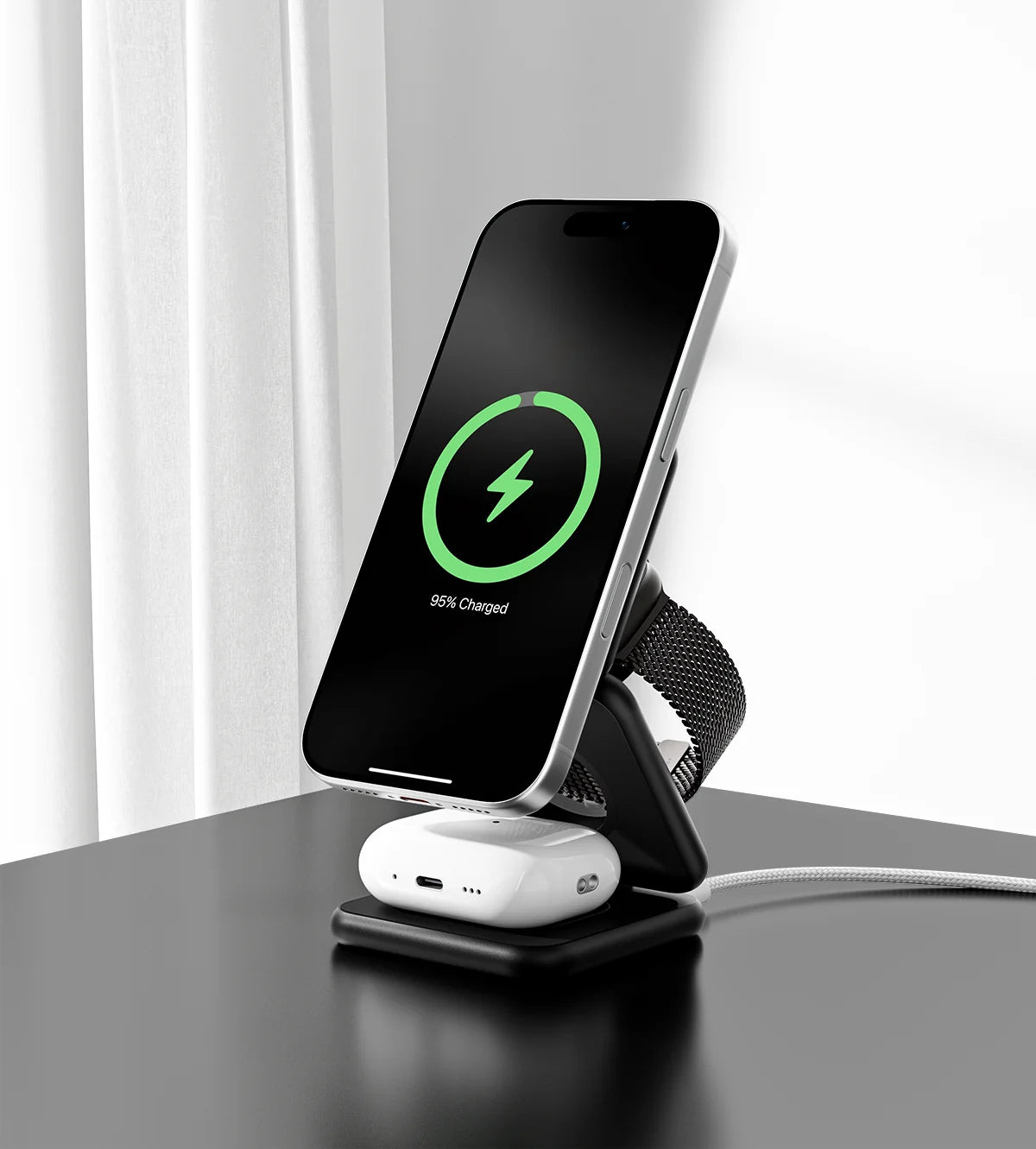 3 in 1 Foldable Magnetic Wireless Charger Stand for iPhone 16 15 14 13 12 Pro Max