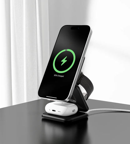 3 in 1 Foldable Magnetic Wireless Charger Stand for iPhone 16 15 14 13 12 Pro Max
