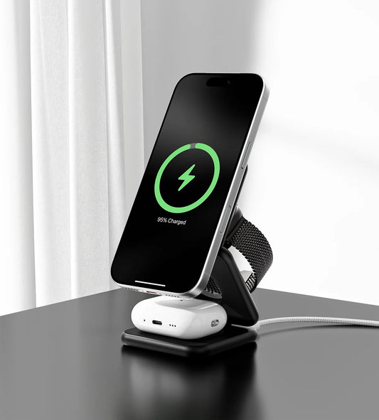 3 in 1 Foldable Magnetic Wireless Charger Stand for iPhone 16 15 14 13 12 Pro Max